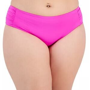 Becca Solid Pink Side-Shirred Hipster Bikini Bottoms 1X 16 - 18 NWT $54
